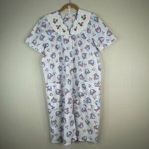 Vintage Rosa's Closet Caftan Dress Medium Bowl Of Cherries Grannycore Snap Front